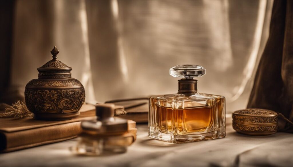 A Vintage Perfume Bottle Surrounded By Antique Elegance 1300x743
