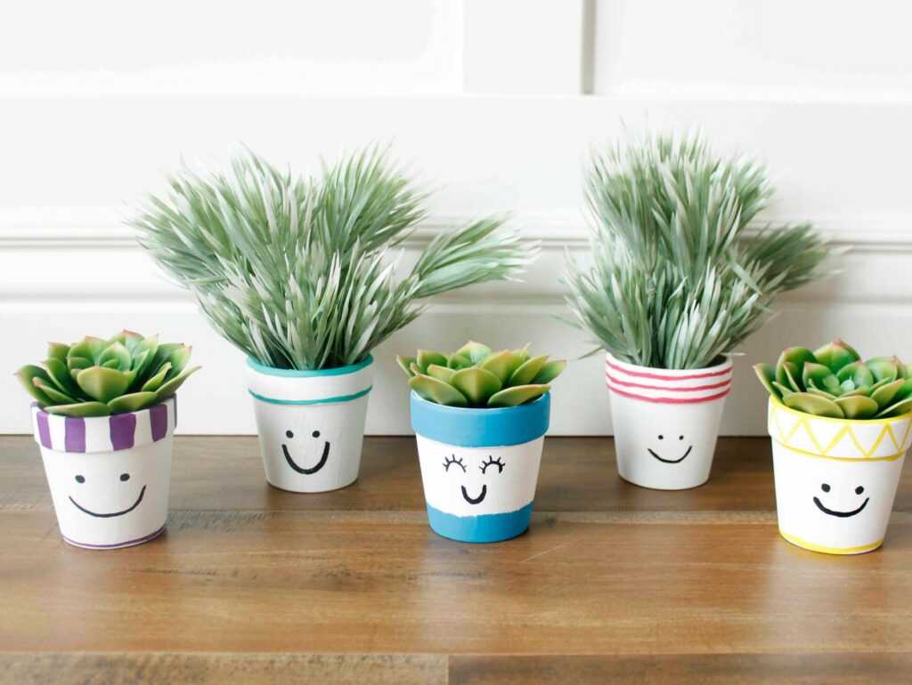Diy Painted Face Plant Pots Half Hero
