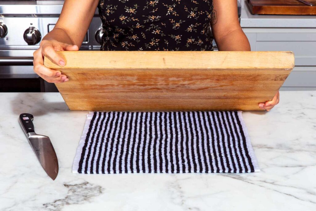 Stop Cutting Board Slips With A Damp Towel