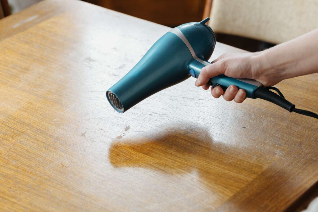 Hairdryer To Fix Dents In Wood Furniture
