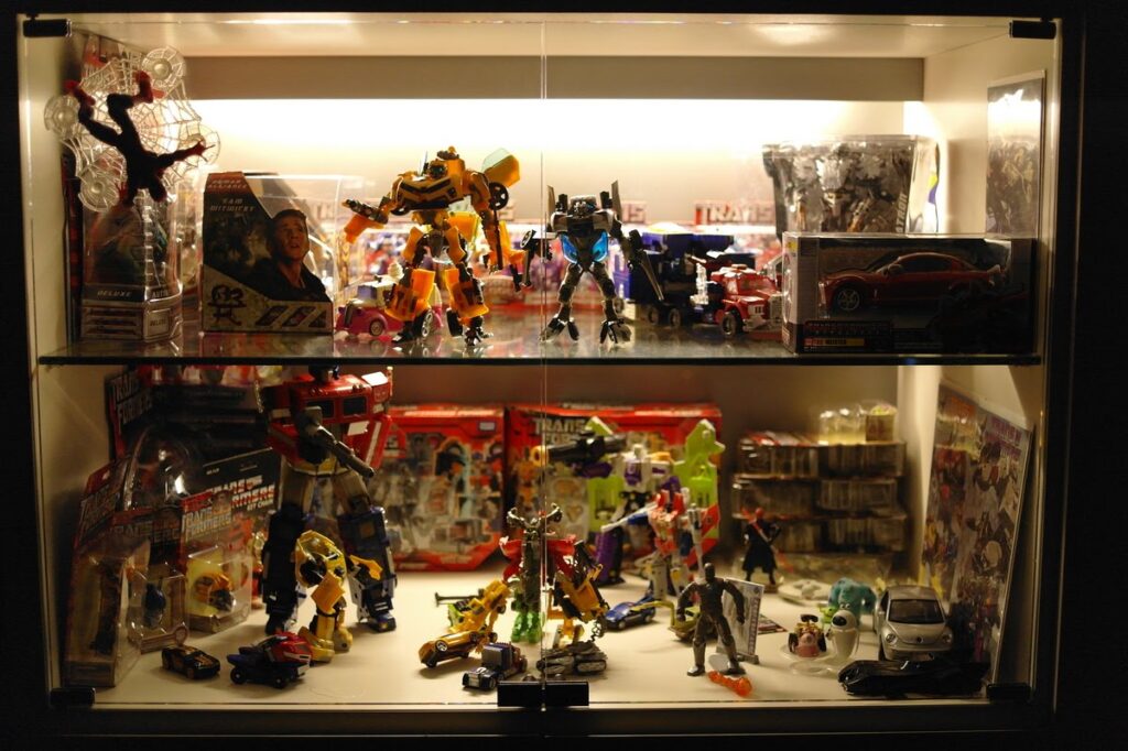 Organize Old Toys In A Display Case