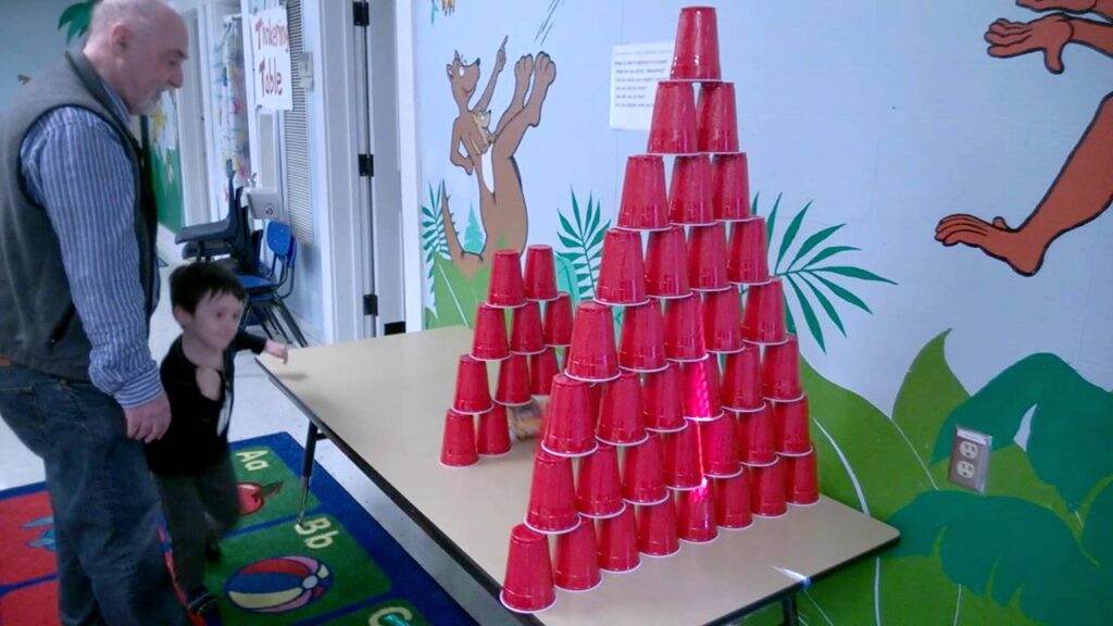 Paper Cup Pyramid Knockdown