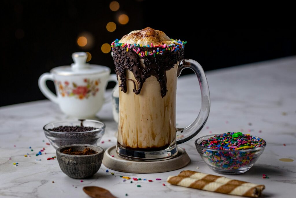 white and brown ceramic cup on saucer