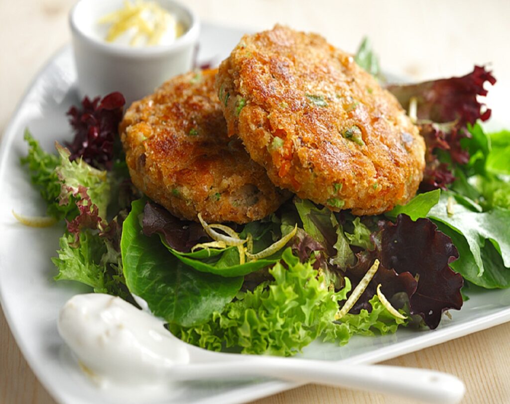 Salmon Cakes With Lemon Yogurt Sauce