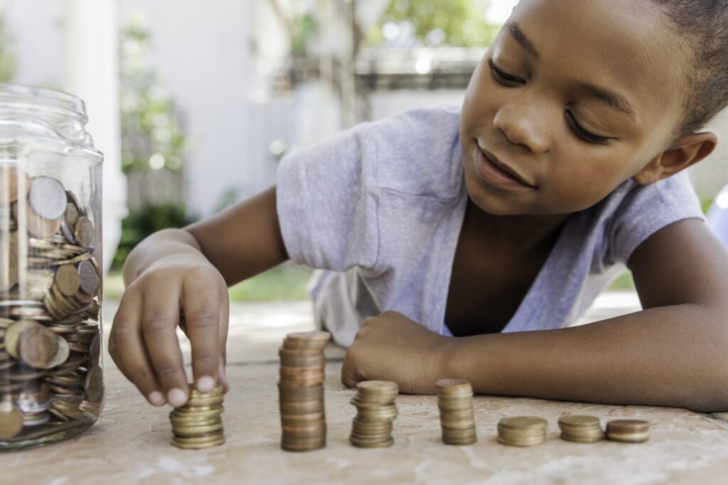 Young Girl Counting Her Coins.