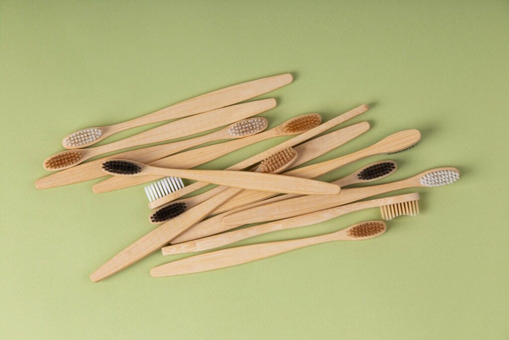 Top View Wooden Brushes Arrangement 23 2149413934