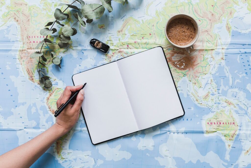 Traveler Writing Blank Notebook With Car Toy Coffee Map 23 2147856127