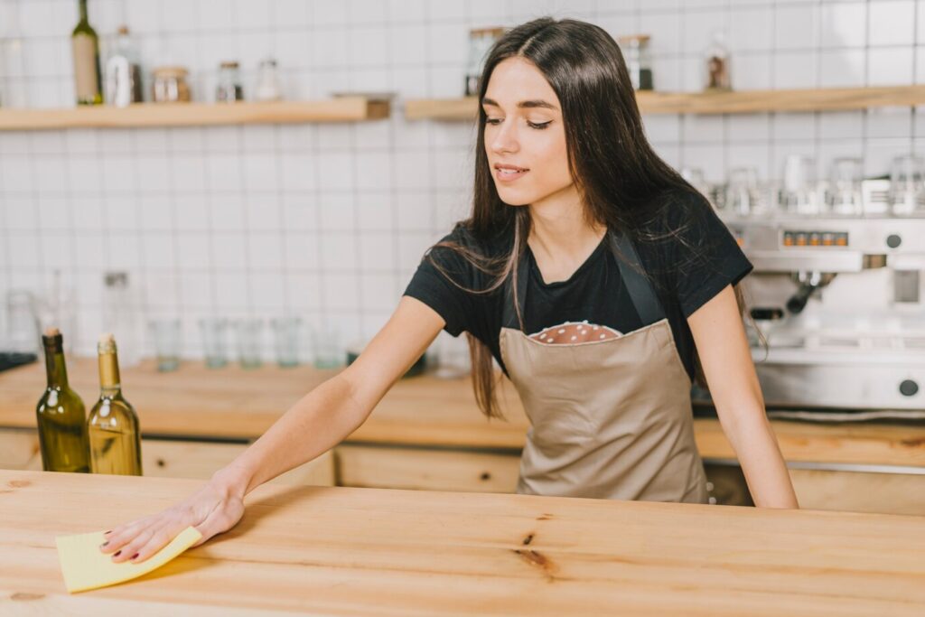 Wiping Kitchen Counters After Cooking