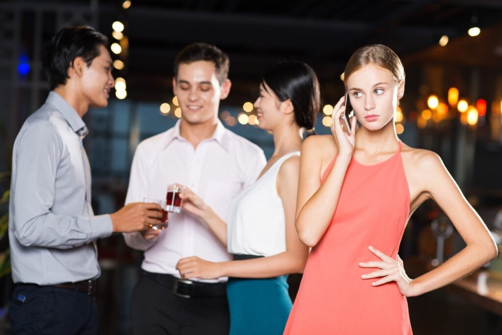 Woman Calling Phone Friends Party 1262 1665
