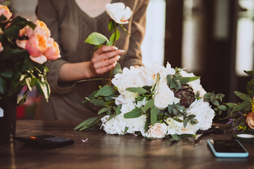 Woman Florist Her Own Floral Shop Taking Care Flowers 1303 15610