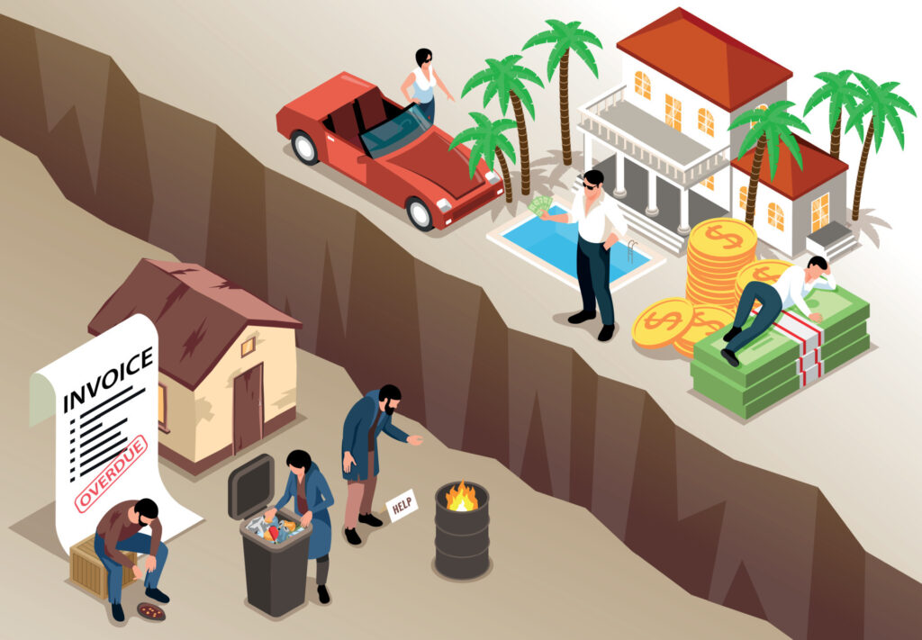 Isometric Poverty And Wealth Illustration Vector