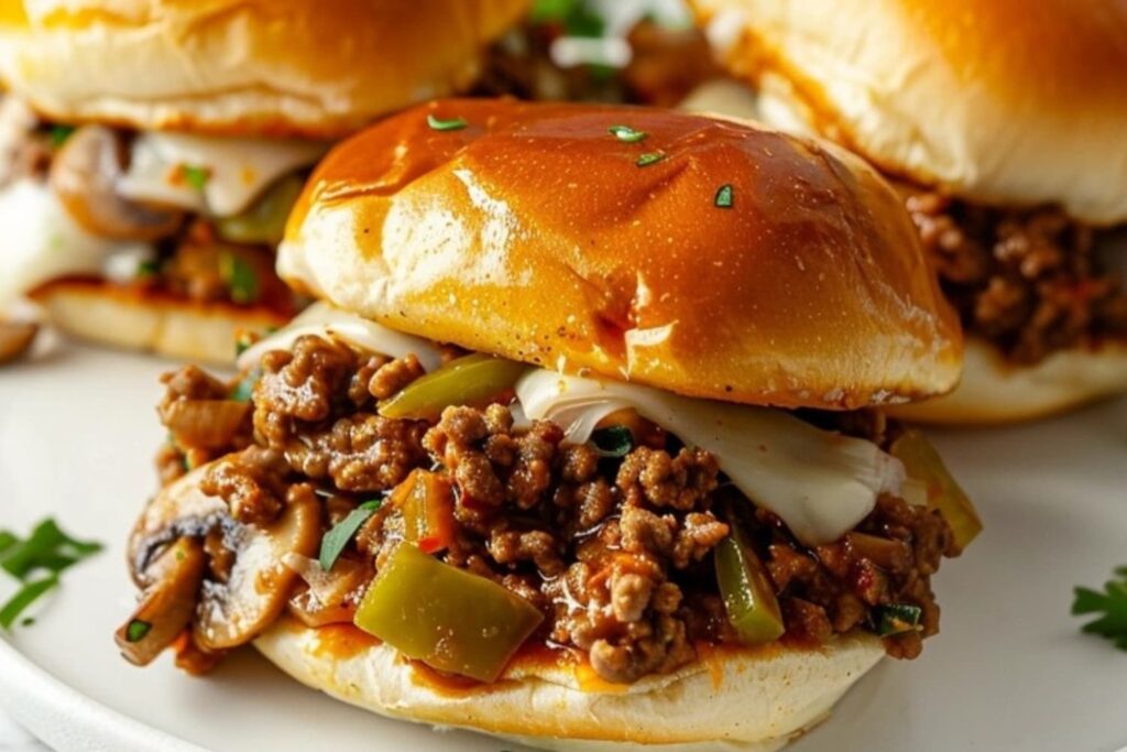 Meaty And Cheesy Philly Cheesesteak Sloppy Joes