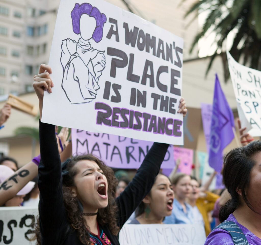 Demonstrators Attend National Strike On International Women's Day