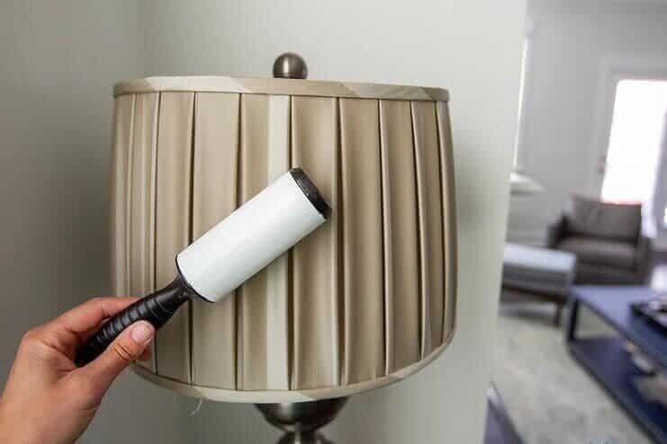 Using A Lint Roller On Lampshades
