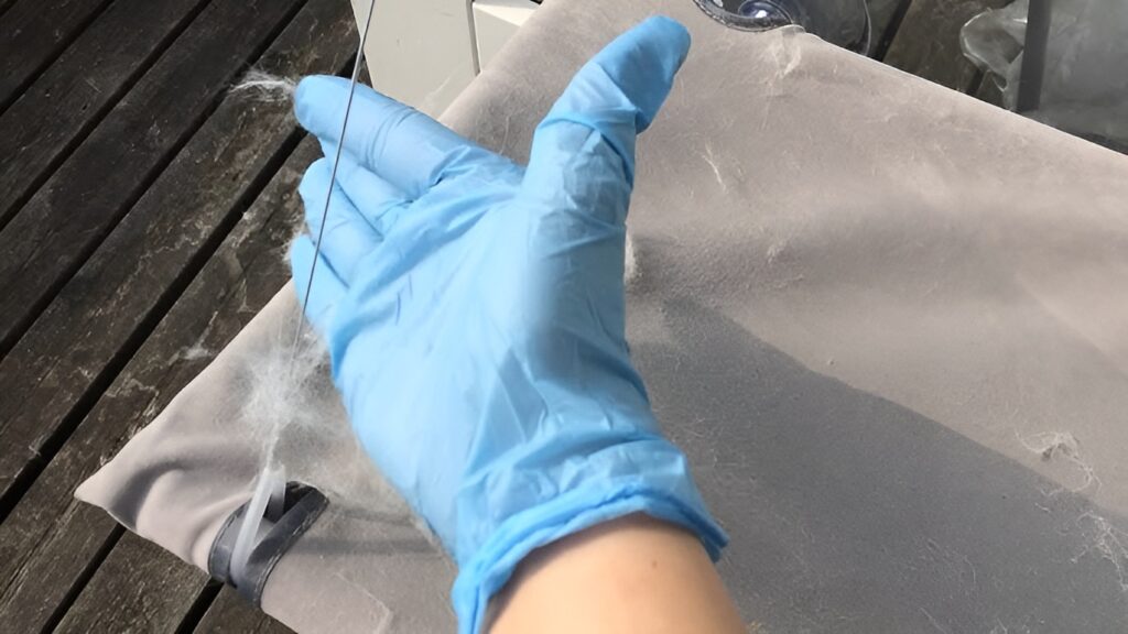 Using Rubber Gloves To Remove Pet Hair From Furniture