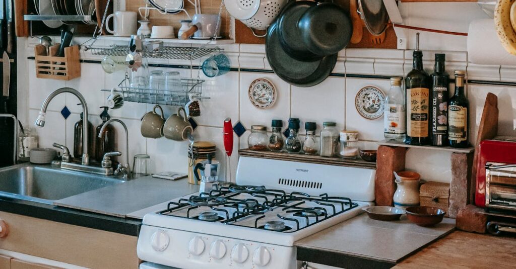 A vibrant collection of modern kitchen gadgets and cooking utensils