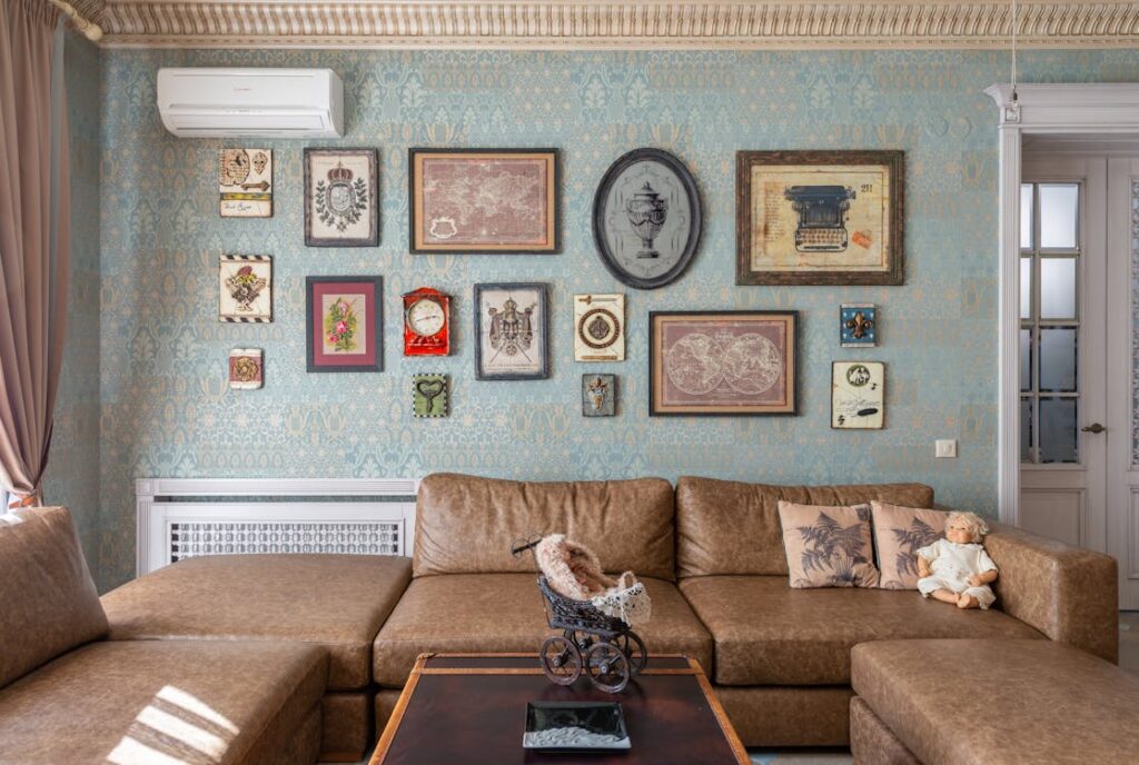 Living room adorned with vintage treasures