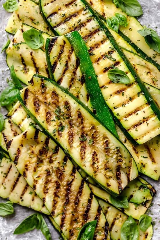 14. Grilled Zucchini with Basil and Pine Nuts