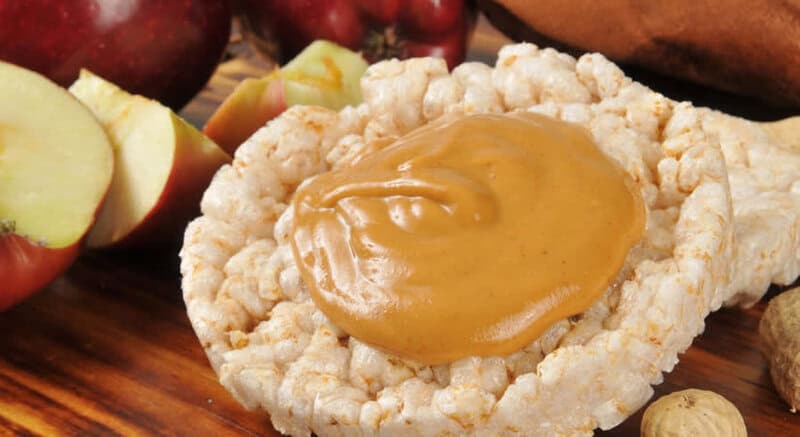 Rice cake with almond butter