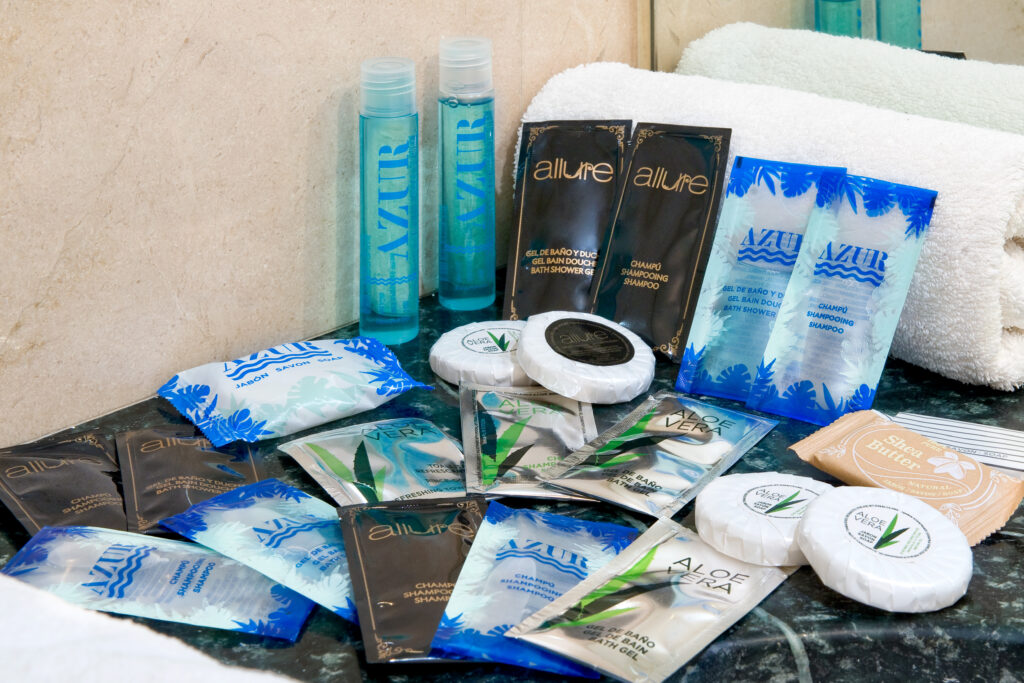 The Bathroom Shelf Of Mini Toiletries