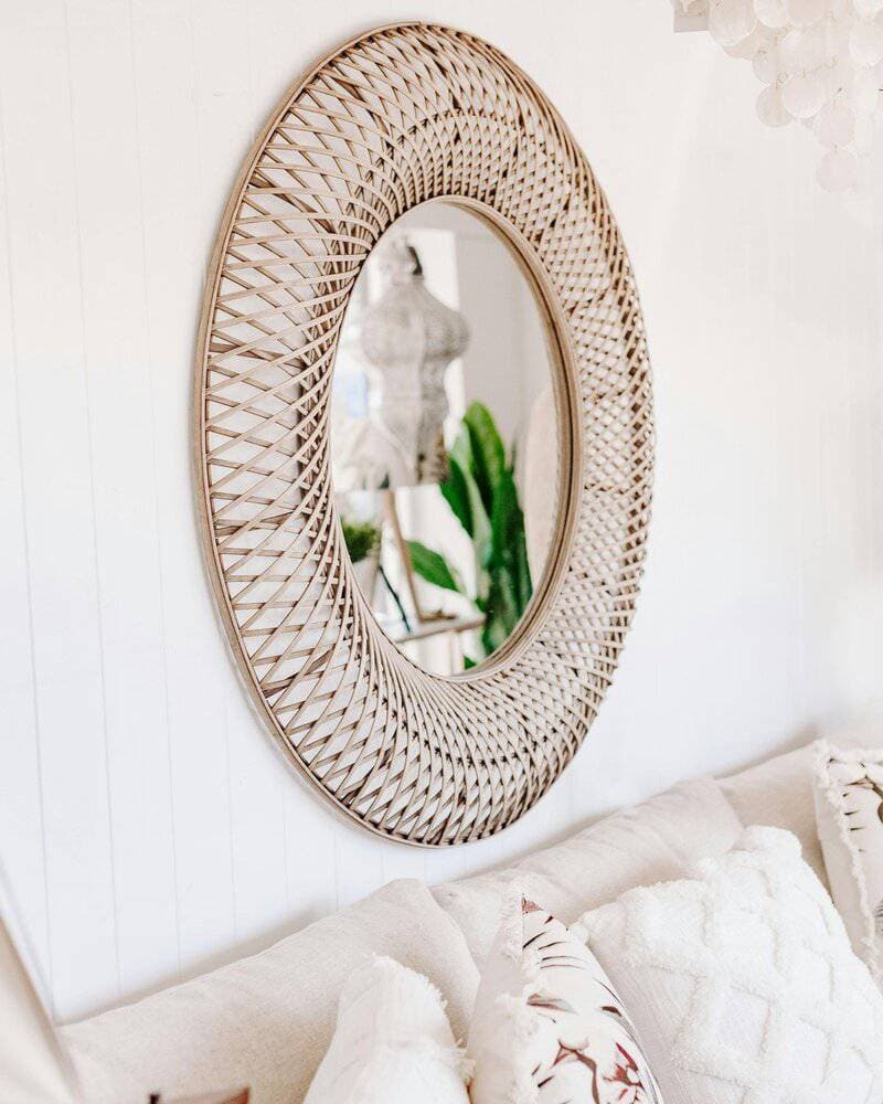 10. Rattan or Woven Mirror