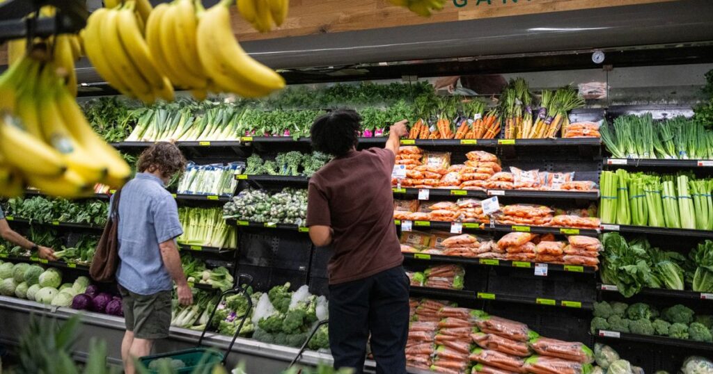 Customers shop for groceries at whole foods in harlem on may 31 2024. congress is feuding over a new farm bill making lawmakers likely to punt the matter for another year and leave american farm