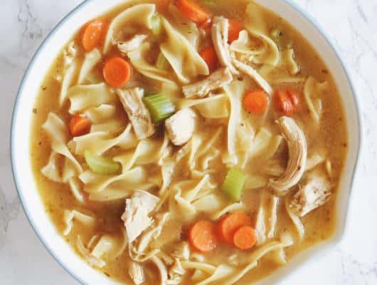 Hearty bone broth chicken noodle soup square1