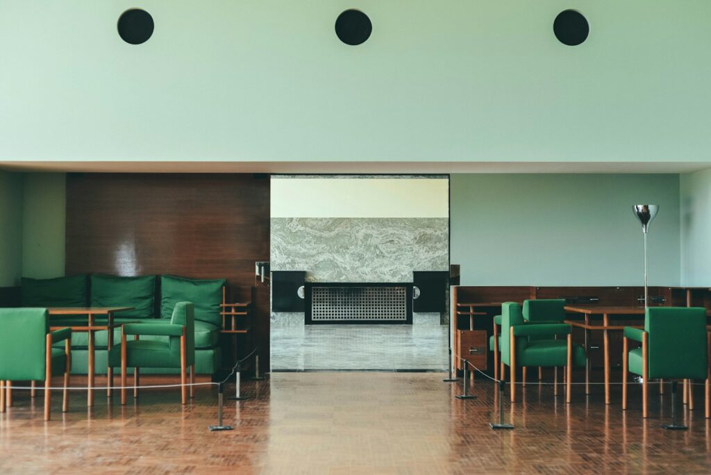 opened wooden slide door