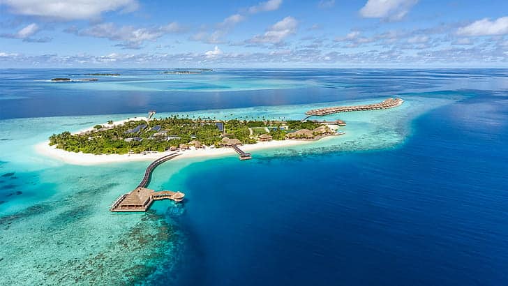 Lhaviyani atoll hurawalhi island resort in maldives view from the air 1920&times;1080 wallpaper preview