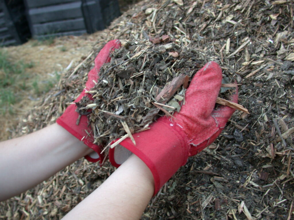 Mulch shredded yard waste