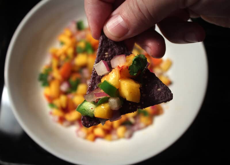 Peach salsa chip