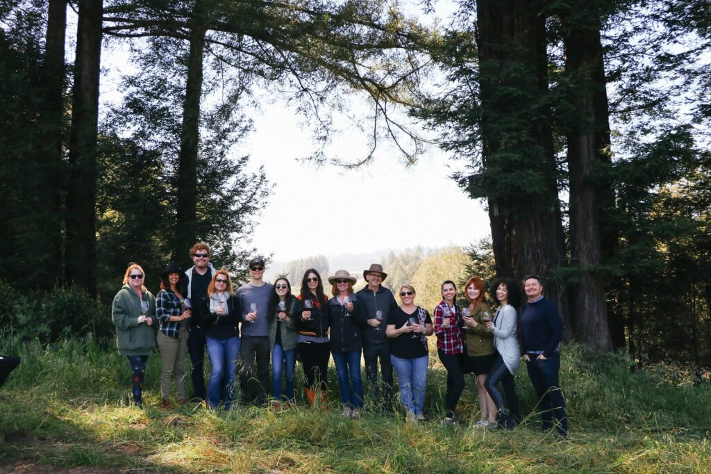 Red car wine forest bathing