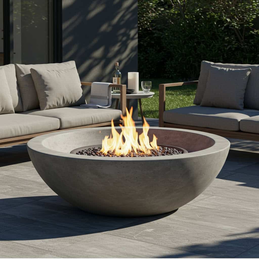 2. Modern Concrete Bowl Fire Pit
