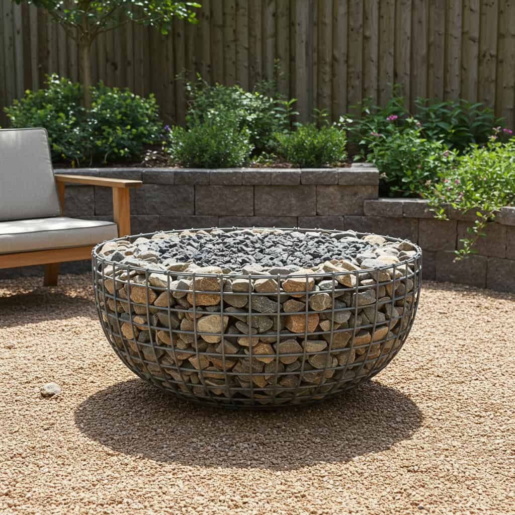 6. Gabion Basket Fire Pit