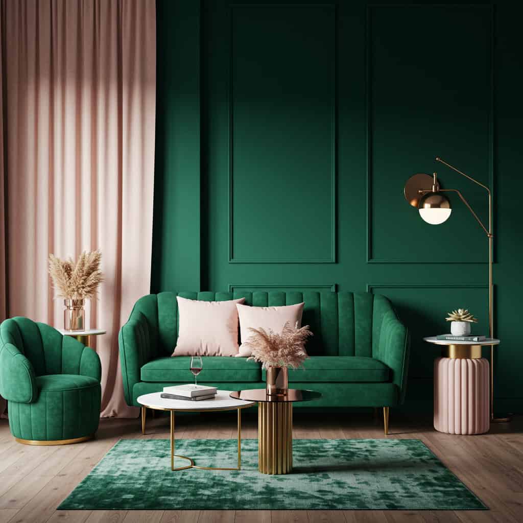 2. Emerald Green and Blush Pink