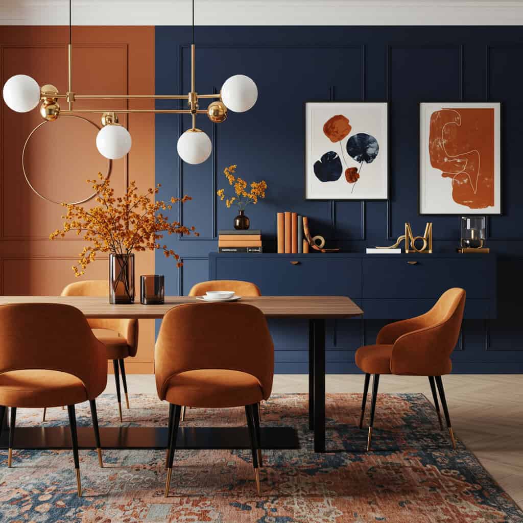 3. Navy and Burnt Orange