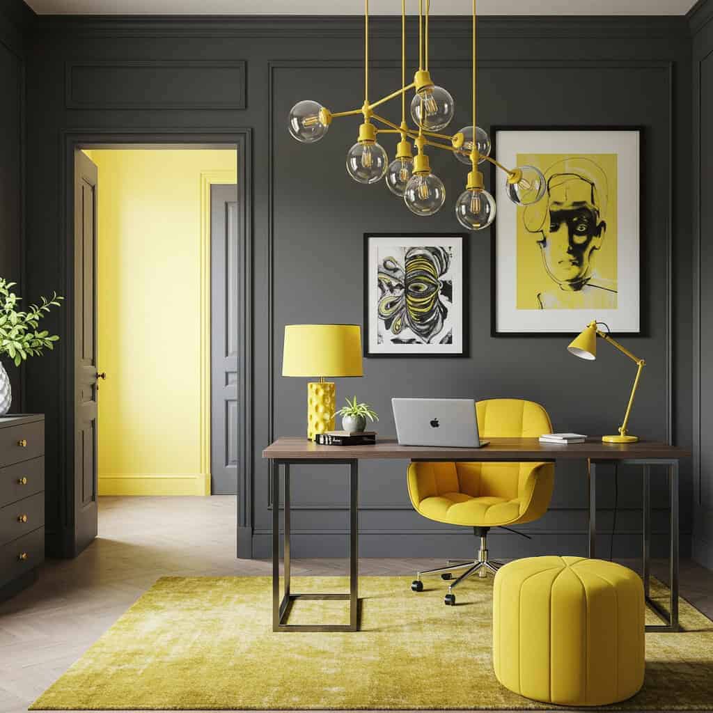6. Charcoal Gray and Lemon Yellow