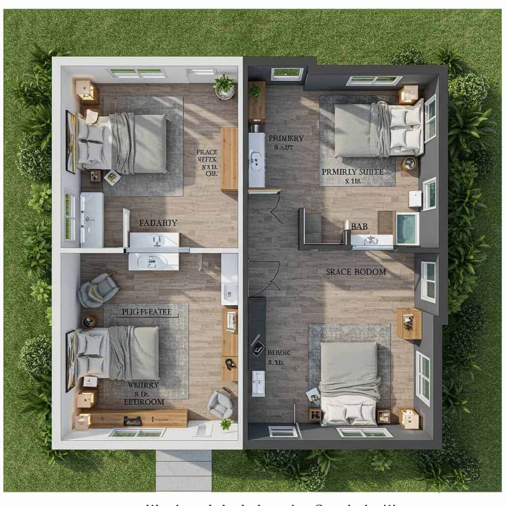 2. Split Bedroom Layouts
