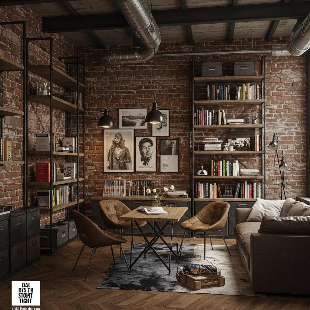 6. Industrial-Chic Book Nook