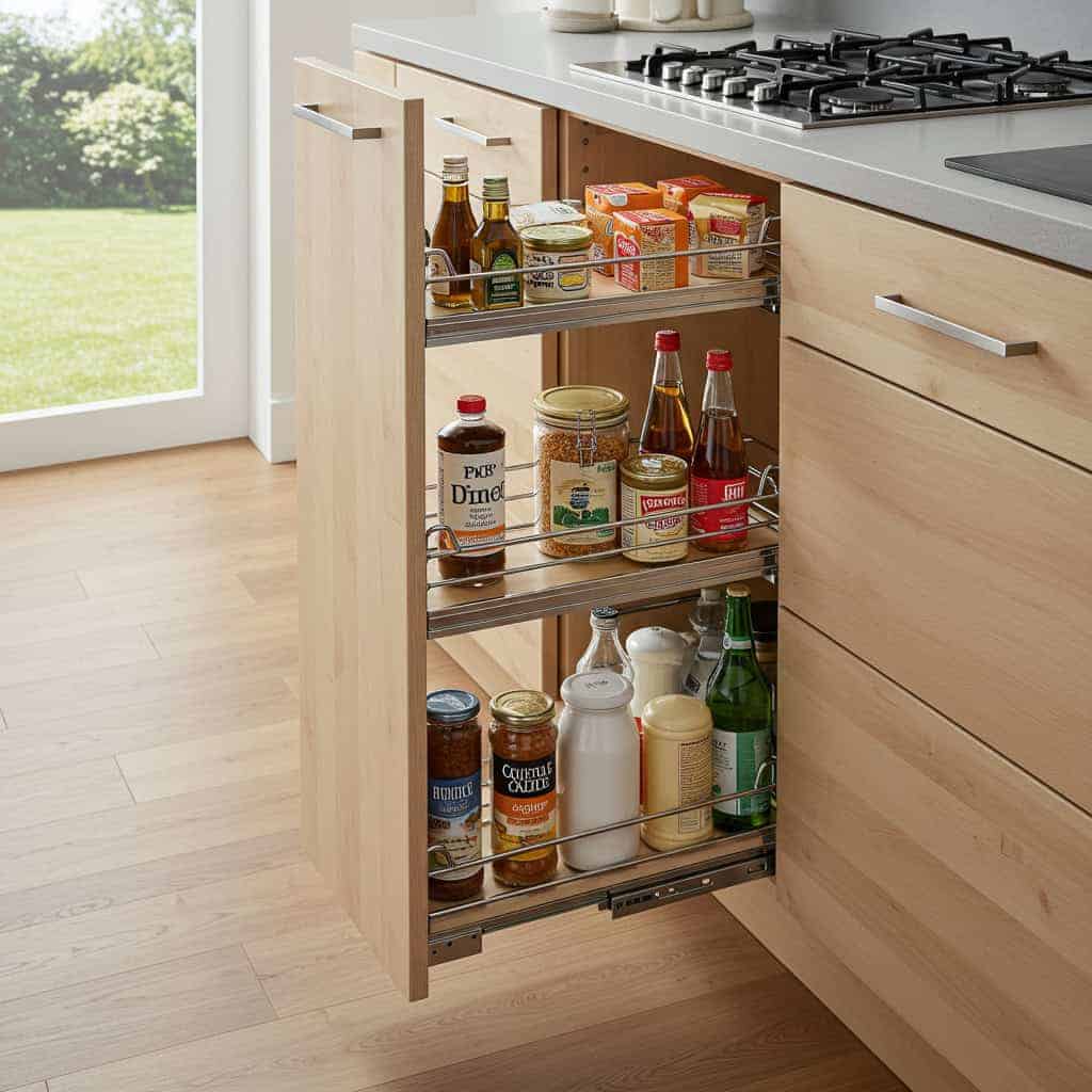 3. Pull-Out Pantry Shelves