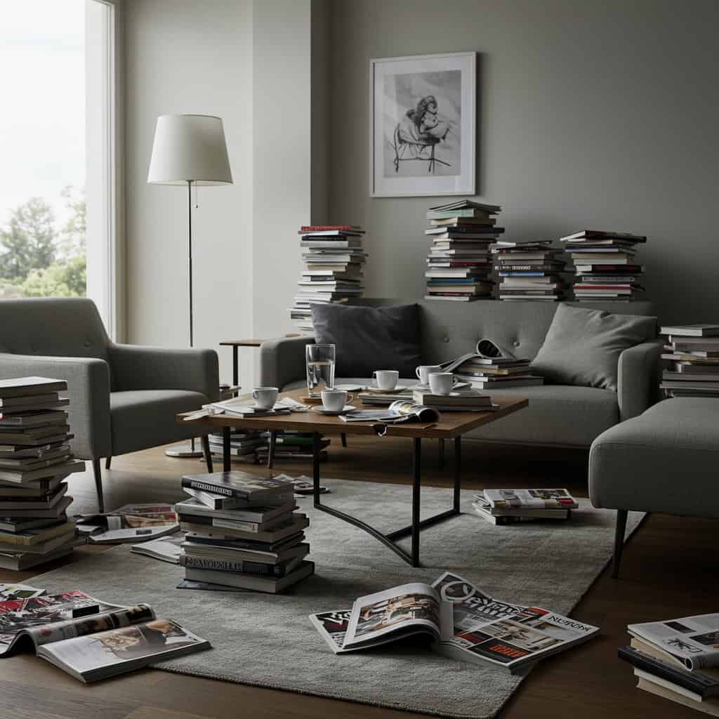 10. Piles of Unread Books or Magazines